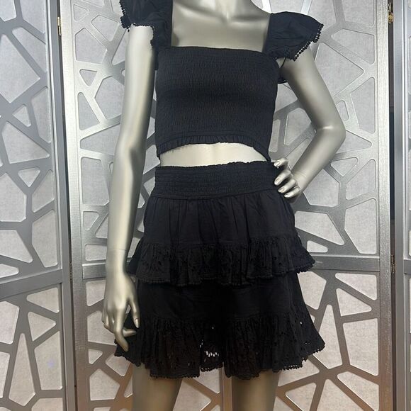 PQ Swim Midnight Ari Eyelet Top and Tired Mini Skirt NWT XS S (005) - Picture 3 of 16